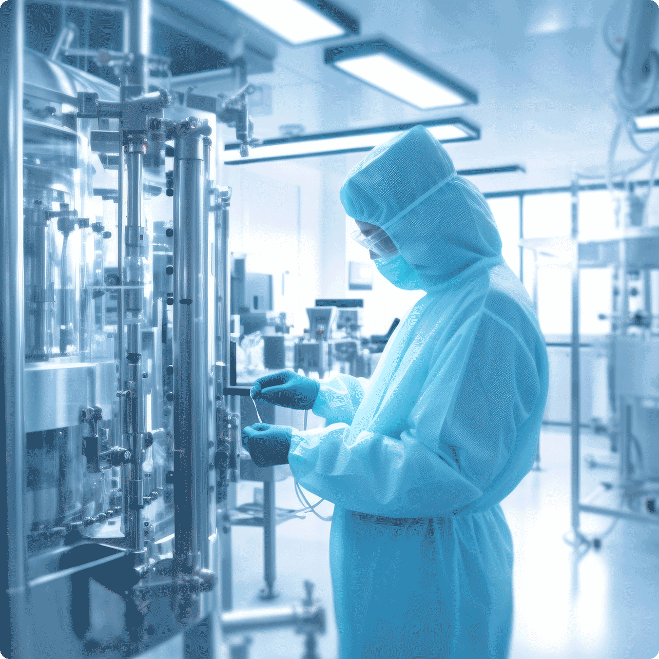 Scientist wearing ppe in a lab